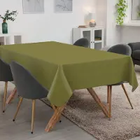 ANRO Tafelkleed Olijfgroen linnenlook 180x100cm Met sierband Afwasbaar Waterafstotend