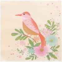 Papstar 10x 20 Servetten 3-laags 1/4 vouw 33 cm x 33 cm Flowery Bird
