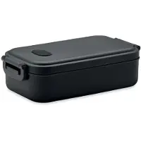 Midocean PP lunchbox met luchtdicht deksel, siliconen ventiel en twee zijgespen. Inhoud: 800 ml. Zwart