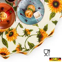 ANRO Tafelkleed Zonnebloemen Meerkleurig Rond Ø100cm Rechte rand Afwasbaar Waterafstotend