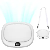 LONGZIMING -Draagbare Ventilator - Handventilator - Turbine Fan - 5 Snelheden LED Display - Duurzaam ABS Kunststof - Fluisterstil en Opvouwbaar - Ideaal voor Reizen en Kantoor - 1 Stuk
