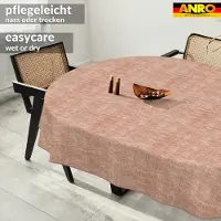 ANRO Tafelkleed Effen linnenlook Rood Ovaal 180x140cm Met sierband Afwasbaar Waterafstotend