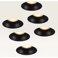 LUSENZ Set van 6 Trimless Inbouwspots Junaro nero - Inbouwdiepte 100mm - GU10-fitting - IP20 voor binnen - Zwart - Met doorlusbedrading