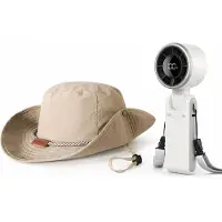 OEM - Zonnehoed Set - Vissershoed met Handventilator - Brede Rand en Oplaadbaar - Voor Camping, Vissen en Reizen