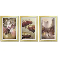 Wallfluent 3-Delige Schilderij Set - Kleurrijke Stadsgezichten In Een Moderne Stijl. - 20 x 30 cm - Decoratieve Muurdecoratie - Slaapkamer - Stijlvolle Muurdecoratie