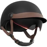 VHV - Motorhelm - Halve helm voor dames en heren - Voor volwassenen, motor, cruiser en scooter - Half face model - Zwart