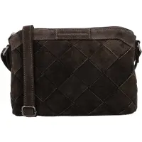 Hide & Stitches Suède Crossbody Schoudertas Acadia Donker Bruin