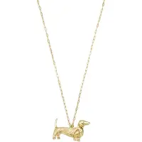 Yehwang Lange Roestvrijstalen Ketting met hanger teckel - Hond – RVS - Goud