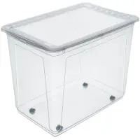 Keeeper opbergbox met wielen 63 liter - transparant - stevige speelgoedbox.