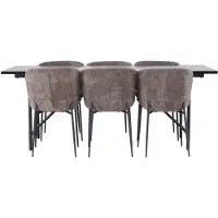 Ebuy24 Astrid eethoek eettafel zwart 6 stoelen bouclé bruin.