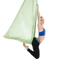 Happiq Aerial yoga hangmat set - Zijden stof in groen ±503 cm met karabijnhaken en ophanglussen