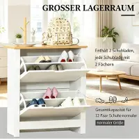 HAUSS SPOLE Schoenenkast - Smal Opbergontwerp Met 2 Klepdeuren En Bovenblad - Voor Hal En Slaapkamer - Spaanplaat - 72x26x80 Cm - Wit Natuurhout