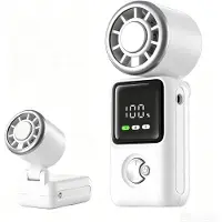 VHV - Handventilator - Ventilatoren - Mini ventilator - Draagbare ventilator - Met koelplaat - Oplaadbaar - LED display - 5 snelheden - Voor op reis en vakantie - Krachtig - Wit