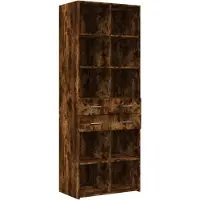 vidaXL Hoge kast 70x42,5x185 cm bewerkt hout gerookt eikenkleurig
