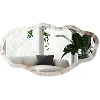 Wallfluent Marmeren Elegantie Spiegel - Wit Rechthoekige Spiegel Voor Interieur - Organische Spiegel - Woonkamer, Kantoor, Slaapkamer - Klassiek - 45x90 cm - Totale afmeting 52x97 cm