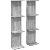vidaXL Wandplank 2 st Grijs Sonoma 25 x 15 x 100 cm Bewerkt hout
