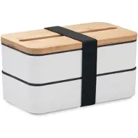 Midocean Gerecycled PP lunchbox met twee compartimenten en verwijderbaar tussenschot. Wit