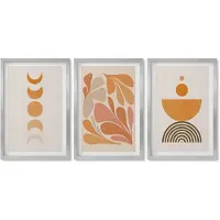 Wallfluent 4-Delige Schilderij Set - Abstracte vormen in oranje tinten - 40 x 60 cm - Decoratieve Schilderijen - Woonkamer - Interieur - Stijlvolle Muurdecoratie