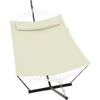 Happiq Hangmat met Standaard 366 cm - Geschikt 2 Personen met Kussen - Geschikt 2 Personen met Kussen, Beige Variant C - Lichtgrijs