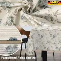 ANRO Tafelkleed Rozen Blauw 200x140cm Met sierband Afwasbaar Waterafstotend Binnen & Buiten