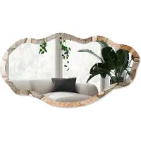 Wallfluent Mozaïek Van Steen Spiegel - Bruin Elegante Rechthoekige Wandspiegel - Organische Spiegel - Hal, Woonkamer, Kantoor - Rustiek - 45x90 cm - Totale afmeting 52x97 cm