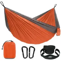 SURTEP, s. r. o. Hangmat Camping Relax 210T, 260 x 140 cm, Oranje/Grijs