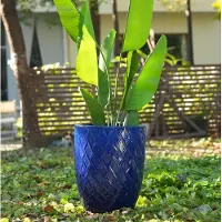 STILVORA Bloempot – 42 cm – Handgemaakt Keramiek – Navy Blue – Voor Binnen & Buiten – Rond Met Drainagegat En Vorstbestendig