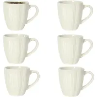 Home Deco Factory koffiemok / thee beker - 6x - gebroken wit - 33 cl - keramiek - vaatwasser bestendig - servies - bekers