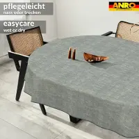 ANRO Tafelkleed Effen linnenlook Meerkleurig Ovaal 160x140cm Met sierband Afwasbaar Waterafstotend