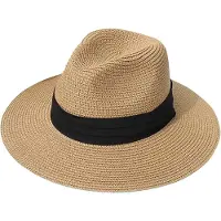 VHV -Dames Zonnehoed Khaki - Opvouwbare Fedora Strohoed met Brede Rand - UPF50+ UV Beschermende Strandhoed - Stijlvolle Zomerhoed voor Vakantie Reizen en Wandelen