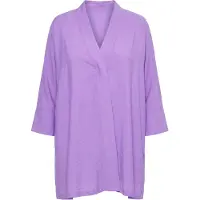 Ulla Popken - Dames - Jasje V-hals drukknoop 7/8-mouw - Licht violet - Maat 46+