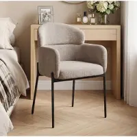 HAUSS SPOLE Fauteuil Met Chenille Look En Armleuningen Voor Woonkamer Slaapkamer En Thuiskantoor Lichtbruin Met Stevige Metalen Poten