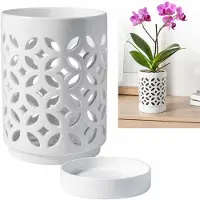 VHV - Orchideeënpot 10 cm met Schotel - Transparante Bloempot met Ventilatiegaten - Voor Verpotten en Kweken