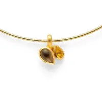 Bastian Inverun Bastian - 925 Sterling Zilveren Vergulde Hanger - Rozenkwarts (0,84 ct) en Citrien (0,38 ct) - Verguld Collier 1,2 mm / 45 cm