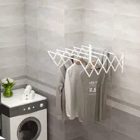 OKWISH Wandtrockner – Uitrekbaar En Opvouwbaar – 63,5 X 60 X 20 Cm – Metaal – Wit – Ruimtebesparende Wandmontage Voor Binnen En Buiten