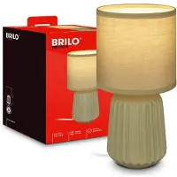 Briloner Dora - Tafellamp slaapkamer - met stoffen kap & keramiek voet - bedlamp - tafellampje - Ø13cm x 27cm - groen
