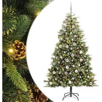 vidaXL Kunstmatige Scharnierende Kerstboom met Kegels Groen 180 cm