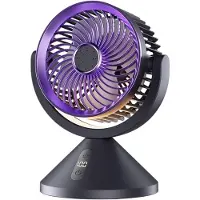VHV -Draagbare Bureauventilator Paars - 100 Snelheden Camping Fan met 720° Rotatie - Stille USB Fan met LED Nachtlamp en Aromatherapie - Digitale Display Ventilator voor Kantoor Slaapkamer en Reizen
