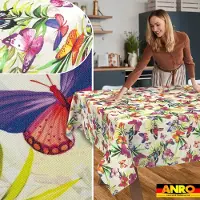 ANRO Tafelkleed Bloemenranken Meerkleurig 160x100cm Rechte rand Afwasbaar Waterafstotend Binnen & Buiten