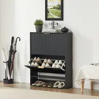 MODFU - Schoenenkast - Modern - Kleppen - Zwart - MDF - Hal