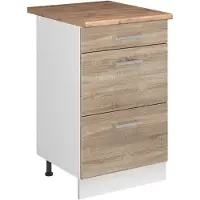 Vicco Keukenonderkast R-Line, Sonoma/Wit, 50 cm goudkleurig eiken werkblad