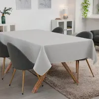 ANRO Tafelkleed Effen linnenlook Grijs 200x140cm Met sierband Afwasbaar Waterafstotend