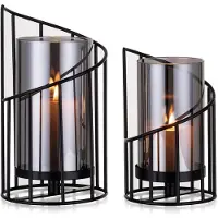 Unyqoos Stijlvolle glazen kandelaar met metalen basis voor sfeervolle verlichting
