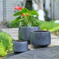 STILVORA Bloempot – Handgemaakt en Vorstbestendig – Ø 38 cm – Keramiek – Antiek Zwart – Voor Binnen en Buiten – Met Afwateringsgaten