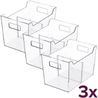 So Clever x Vacane Opbergbakje met Verdeler Large (voordeelbundel) - Transparant - Sorteervakken | Stapelbaar | BPA-vrij - Bakje - Opbergbakje - Keukenkast organizer - Koelkast organizer