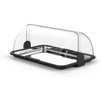 Biesse L178-03VAS Polybox – Buffetvitrine met koelelement – Vitrine – Multifunctionele Kaas- en Brooddoos – 47 x 32 x 20cm - Kunststof – Zwarte bodem met RVS plaat