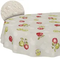 ANRO Tafelkleed Appels Meerkleurig Ovaal 240x140cm Met sierband Afwasbaar Waterafstotend