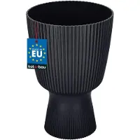 KOTARBAU Bloempot - Plantenpot met Sokkel ⌀ 18 cm - PVC - Geribbelde Orchideeënpot - H: 27 cm - Antraciet - Kelkvorm