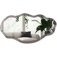 Wallfluent Vervaagd Bruin Spiegel - Bruin Strakke Rechthoekige Spiegel - Organische Spiegel - Woonkamer - Minimalistisch - 45x90 cm - Totale afmeting 52x97 cm