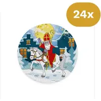 We Fiesta 24x Sinterklaas Bordjes 23cm FSC - Papieren Feestbordjes Sint te Paard - Pakjesavond Tafelservies